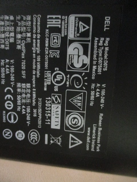 Dell Optiplex 7020 CPU, 21" Monitor, Keyboard, Mouse and Power Cords - 9