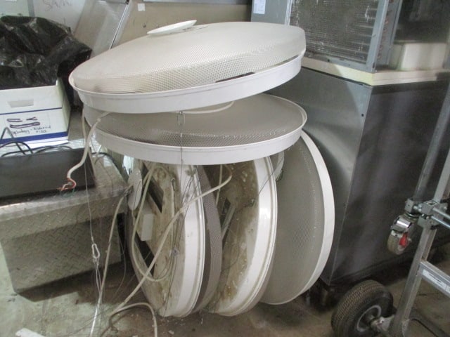 Five 30" Round Fluorescent Suspended Light Fixtures (1 of 7)