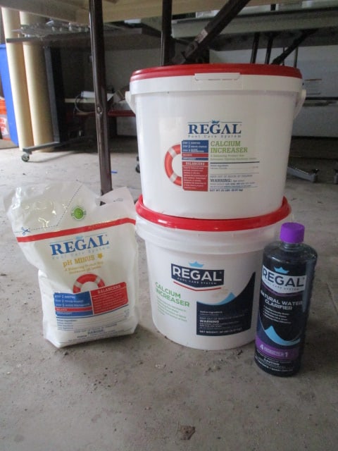 Swimming Pool Care Chemicals: Bag of Regal ph Minus, (2)20 lb. Regal Calcium Increaser, Bottle of Regal Natural Water Clarifier, No Shipping-Local Pickup Only 
