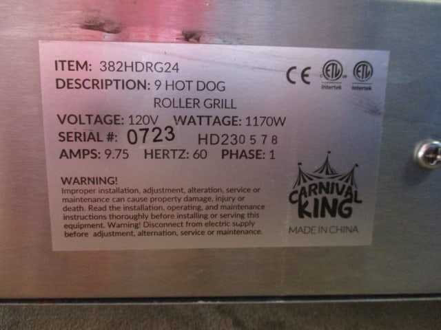 Carnival King 9 Hot Dog Roller Grill - 5