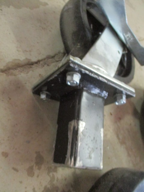 Heavy Duty Red Plastic Cart Bin with Colson 8" Heavy Duty Scaffolding Wheels - 11