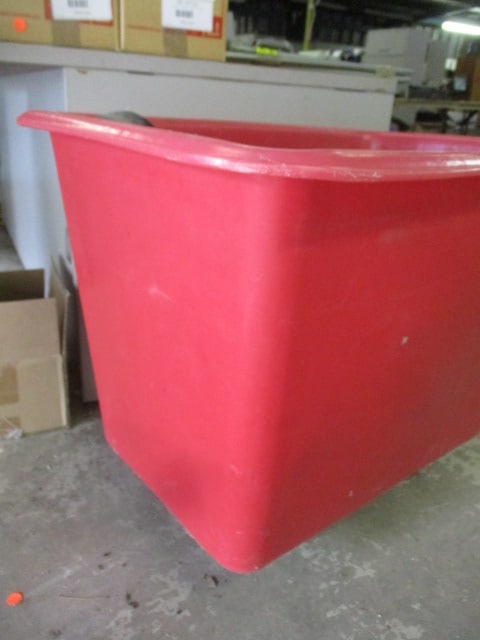 Heavy Duty Red Plastic Cart Bin with Colson 8" Heavy Duty Scaffolding Wheels - 2