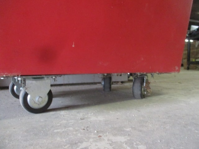Heavy Duty Red Plastic Cart Bin with Colson 8" Heavy Duty Scaffolding Wheels - 3