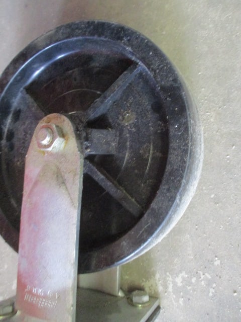 Heavy Duty Red Plastic Cart Bin with Colson 8" Heavy Duty Scaffolding Wheels - 8