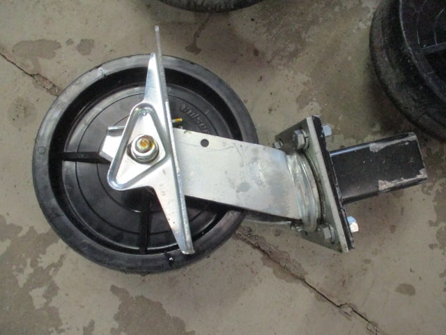 Heavy Duty Red Plastic Cart Bin with Colson 8" Heavy Duty Scaffolding Wheels - 9