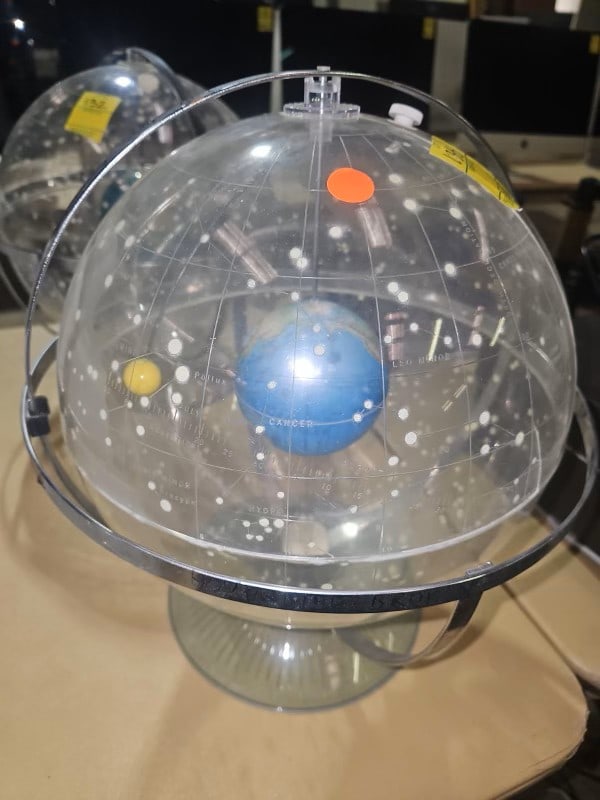 Celestial Astronomical Teaching Globe: 14 1/2"h, hour dial broken(written in marker on frame) 