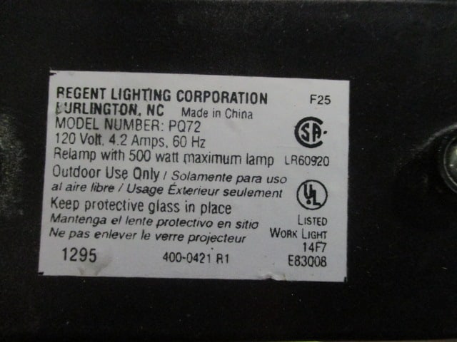 Regent Lighting Corp. Model P072 Halogen Worklight - 4