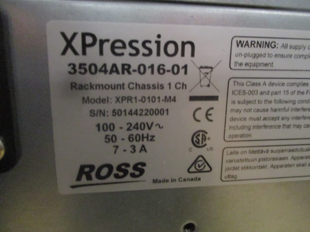 Xpression Ross 3504AR-016-01 Rackmount Chassis 1 Channel - 4