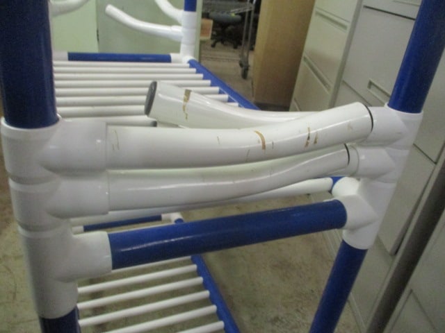 Blue/White PVC 3 Tier Portable Cart with Swing Out Hanging Arms - 5