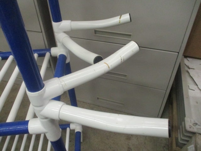 Blue/White PVC 3 Tier Portable Cart with Swing Out Hanging Arms - 6