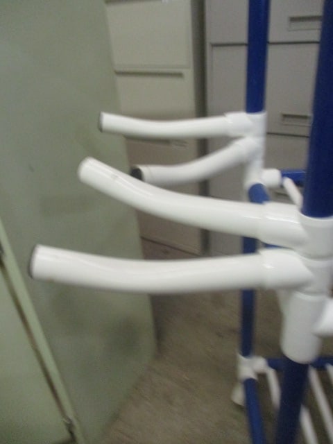 Blue/White PVC 3 Tier Portable Cart with Swing Out Hanging Arms - 7