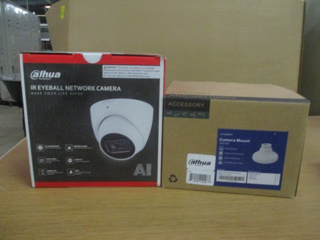New Old Stock Dahua IR Eyeball Network Camera and Camera Mount Kit: Camera N45DJ62, Mount PFA106 