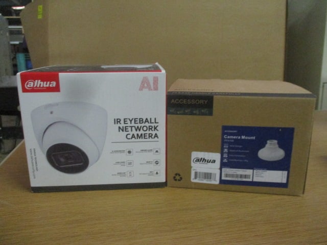 New Old Stock Dahua IR Eyeball Network Camera and Camera Mount Kit: Camera N45DJ62, Mount PFA106 