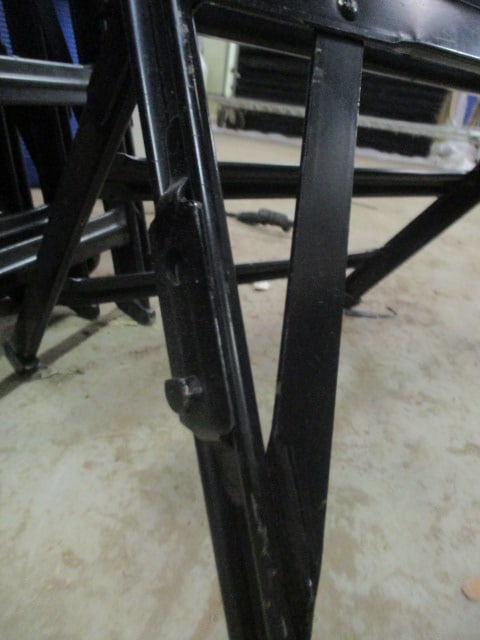 20 Clarin Black Metal Interlocking Folding Chairs with Purple Upholstered Seat/Backs - 5