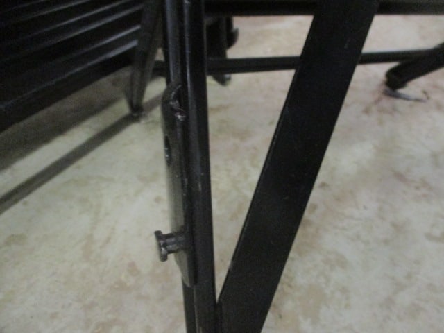 20 Clarin Black Metal Interlocking Folding Chairs with Purple Upholstered Seat/Backs - 4