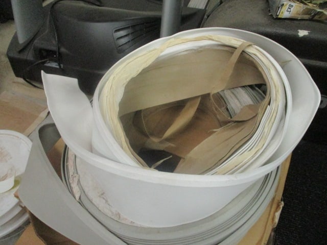 Large Grouping of Glue Down Carpet Tiles, Composite Tiles, Cove Base Molding and Adhesives - 12