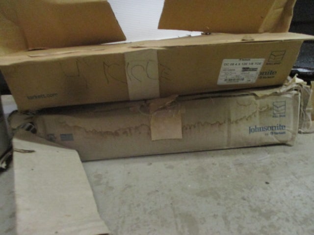 Large Grouping of Glue Down Carpet Tiles, Composite Tiles, Cove Base Molding and Adhesives - 14