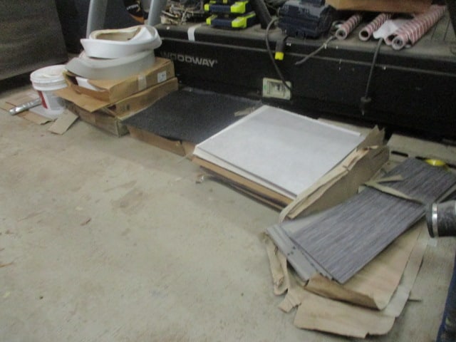 Large Grouping of Glue Down Carpet Tiles, Composite Tiles, Cove Base Molding and Adhesives (1 of 17)