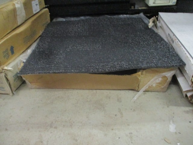 Large Grouping of Glue Down Carpet Tiles, Composite Tiles, Cove Base Molding and Adhesives - 8