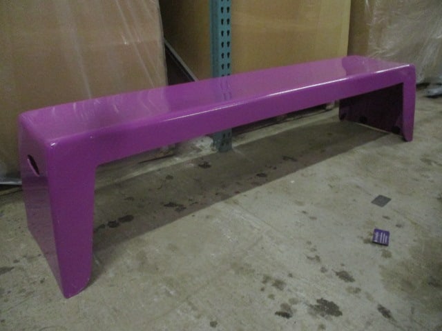 Purple Molded Fiberglass Indoor/Outdoor Bench: 77" x 14 1/4" x 17 1/2", Local Pickup Only