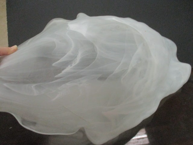 Satin Slag Glass Free Form Art Glass Console Bowl - 5