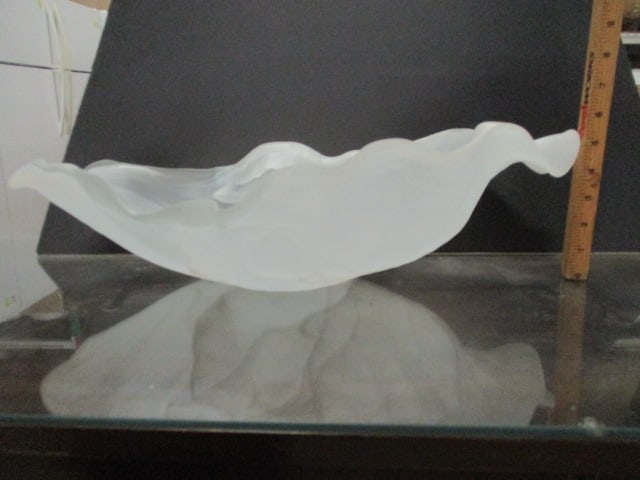 Satin Slag Glass Free Form Art Glass Console Bowl - 7