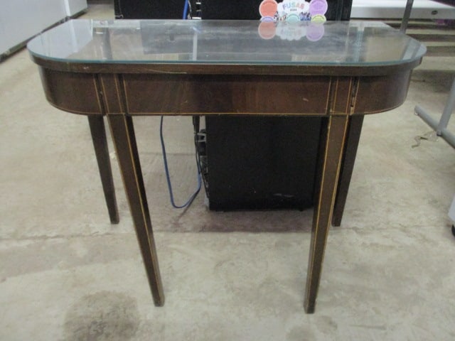 Mahogany Console Table with Inlaid Band Design (1 of 6)