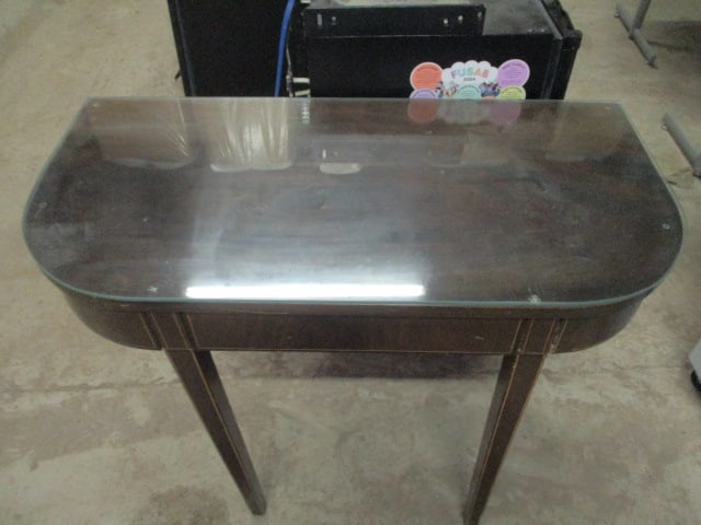 Mahogany Console Table with Inlaid Band Design - 2