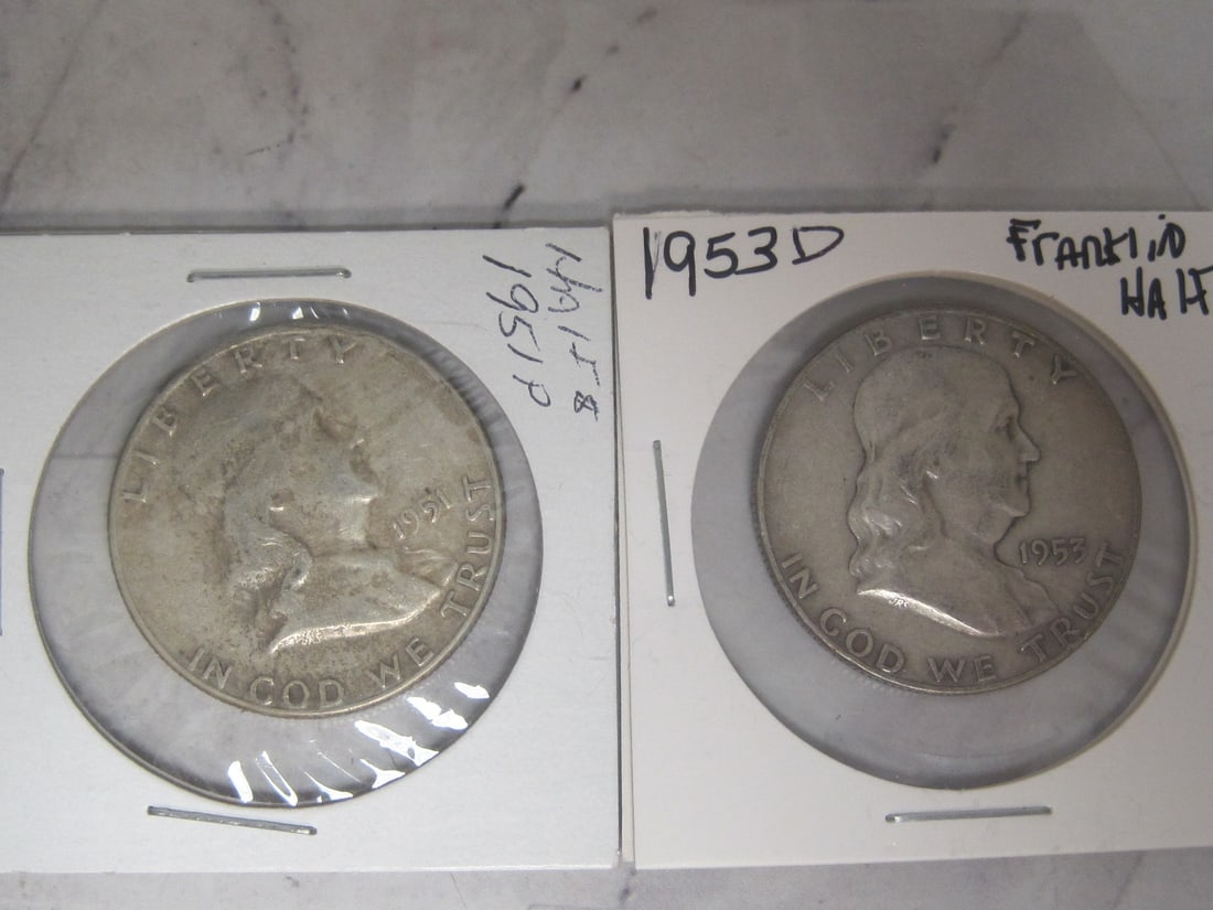 Lot of 2 Franklin Silver Half Dollars (1 of 4)
