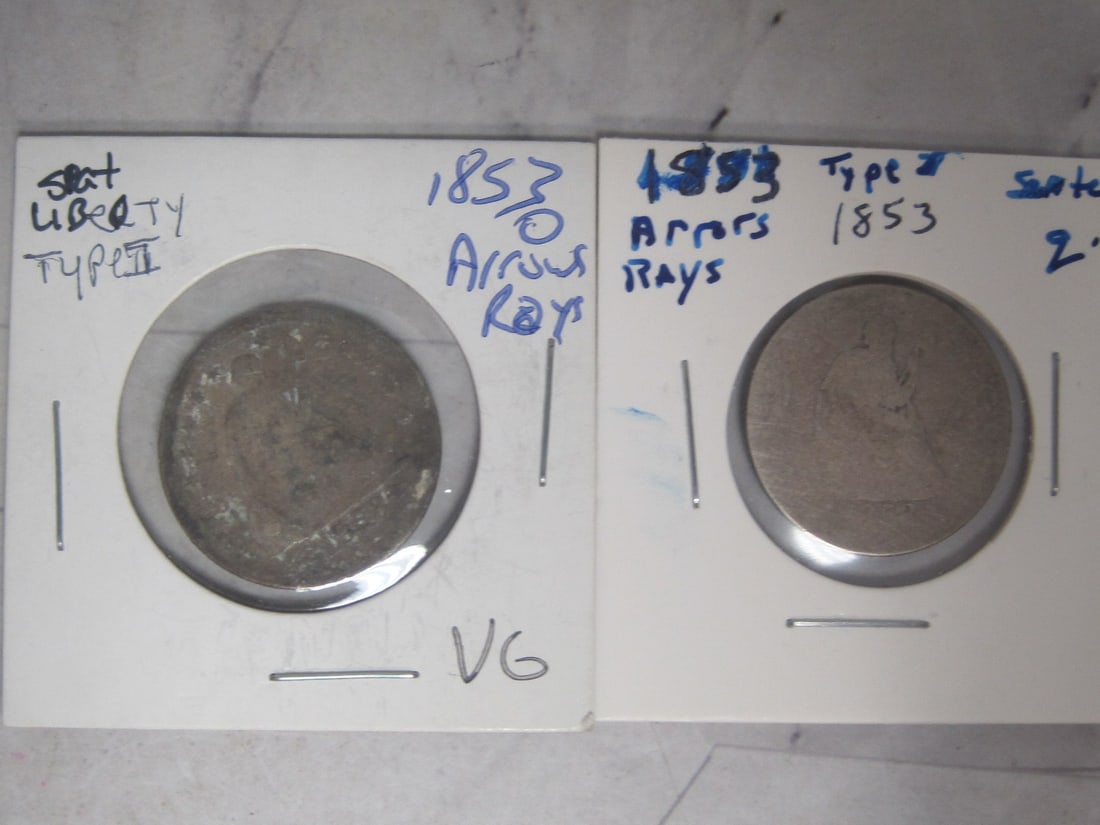 Lot of 2 Seated Liberty Quarters: 1853 (2)