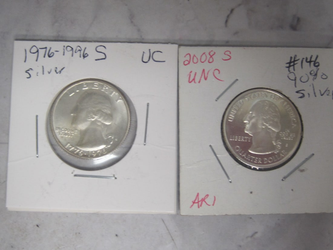 Lot of 2 UNC. Washington Silver Quarters: 1976-S to 2008-S (Arizona)