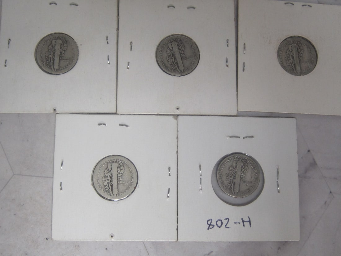 Lot of 5 Mercury Dimes - 7