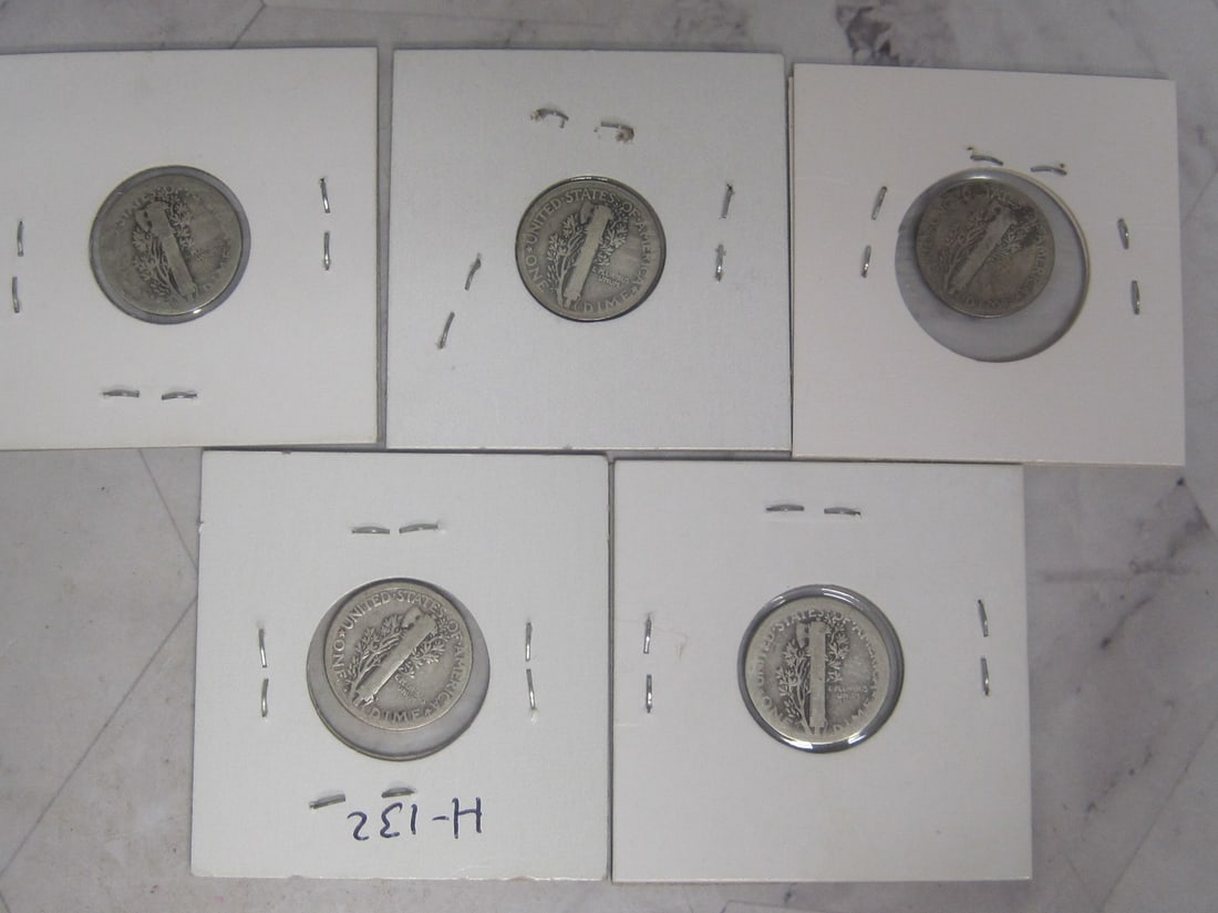 Lot of 5 Mercury Dimes - 7