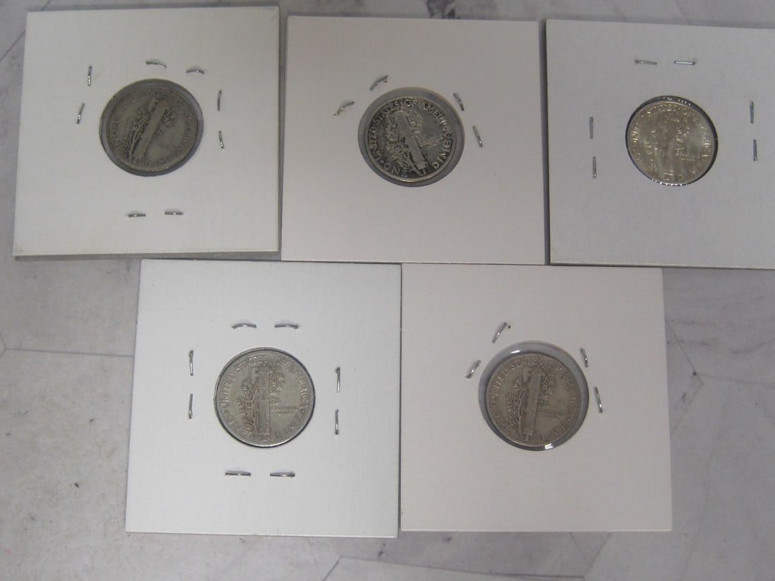 Lot of 5 Mercury Dimes - 7