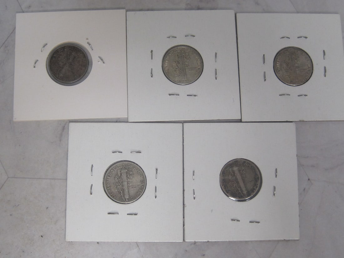 Lot of 5 Mercury Dimes - 7
