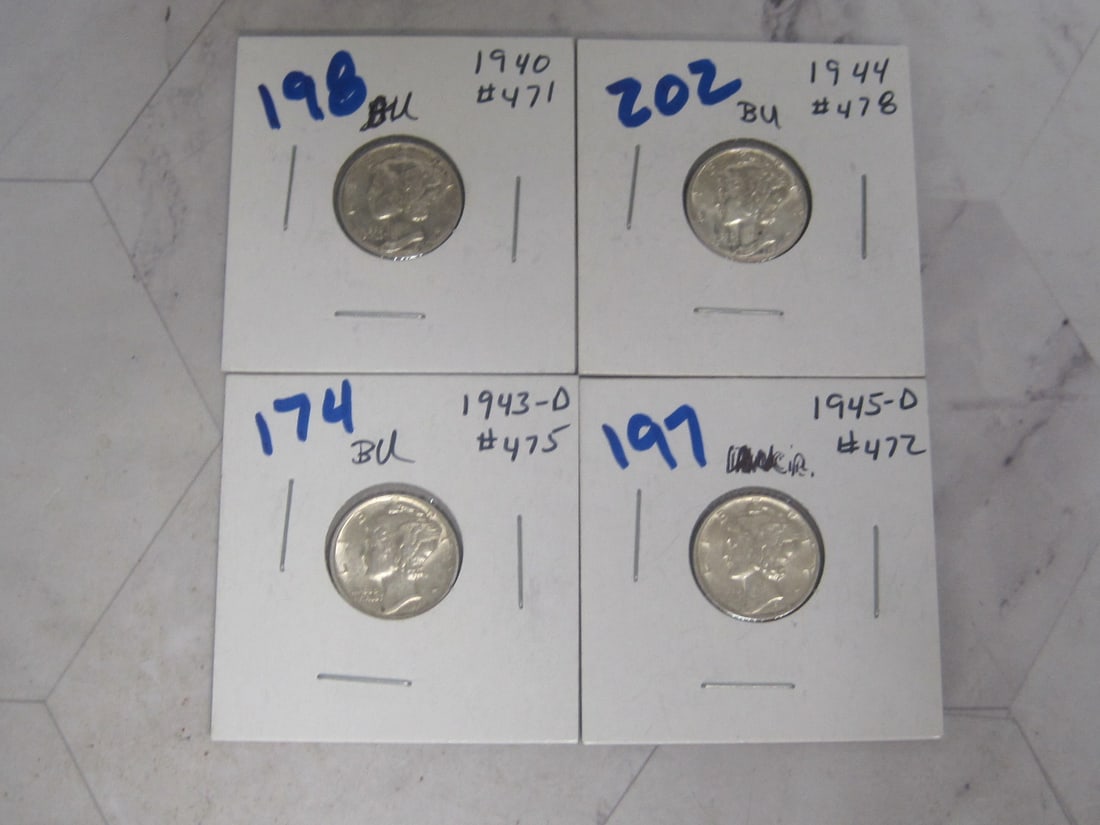 Lot of 4 UNC. Mercury Dimes (1 of 6)