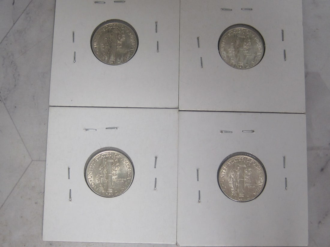 Lot of 4 UNC. Mercury Dimes - 6