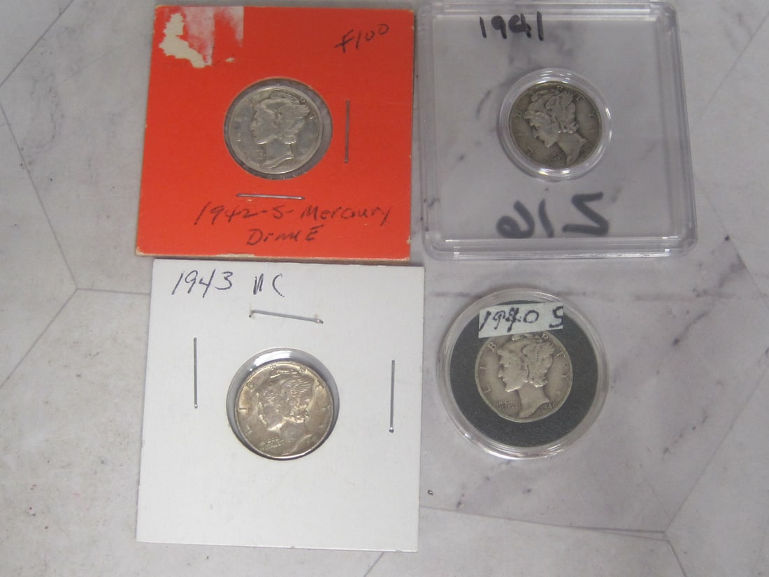 Lot of 4 Mercury Dimes (1 of 6)