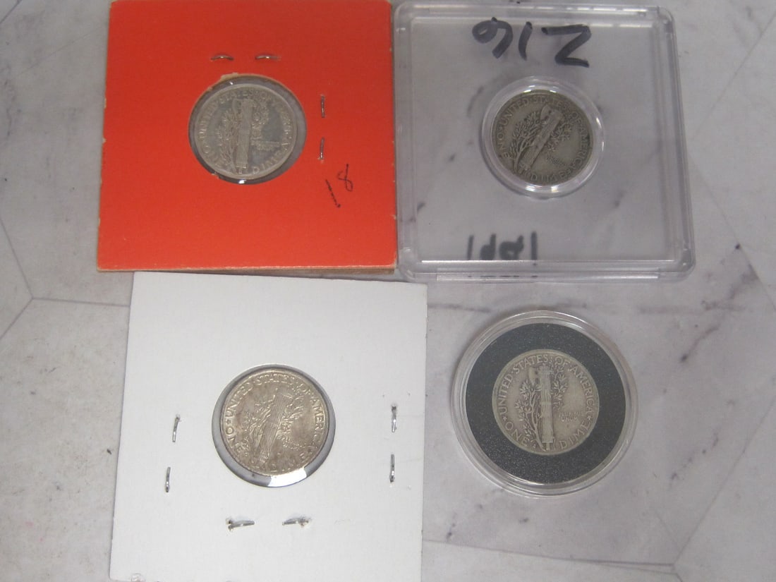 Lot of 4 Mercury Dimes - 6
