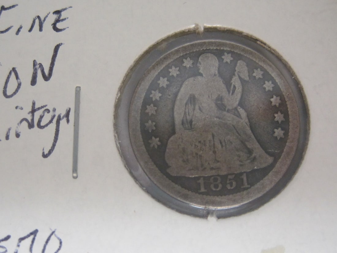 Lot of 5 Seated Liberty Dimes - 6