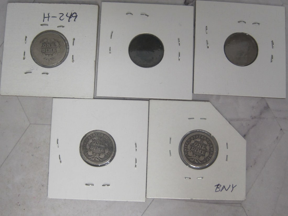 Lot of 5 Seated Liberty Dimes - 7