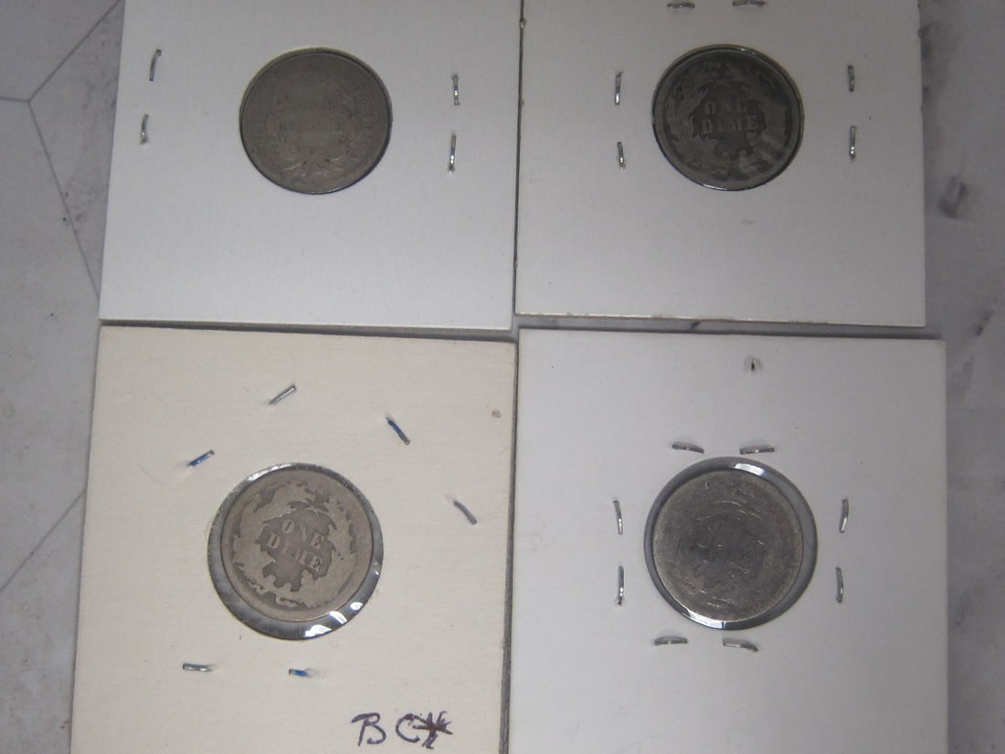 Lot of 4 Seated Liberty Dimes - 6