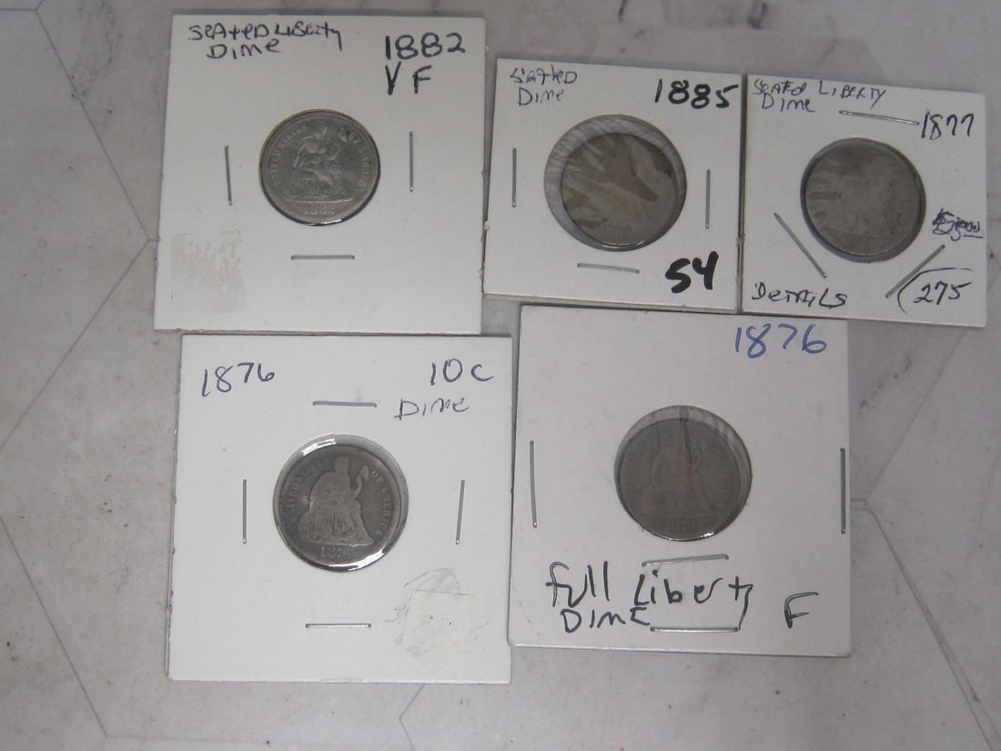 Lot of 5 Seated Liberty Dimes (1 of 7)