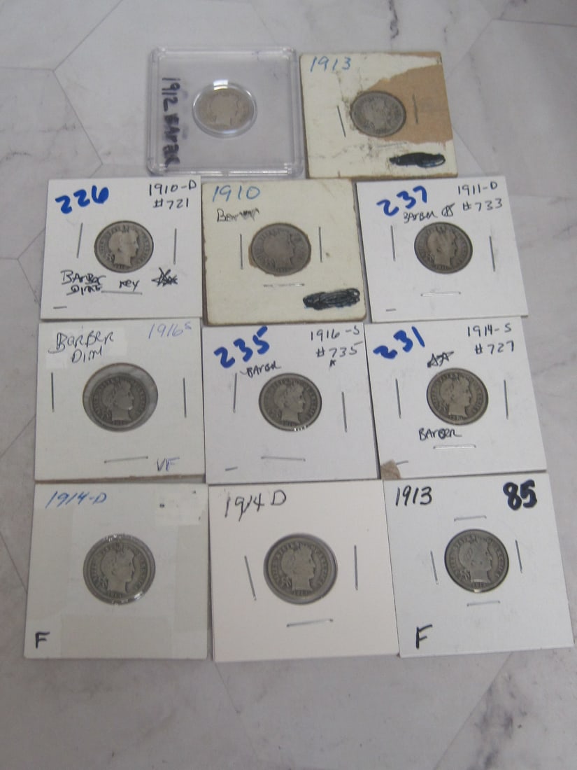 Lot of 11 Barber Dimes (1 of 6)