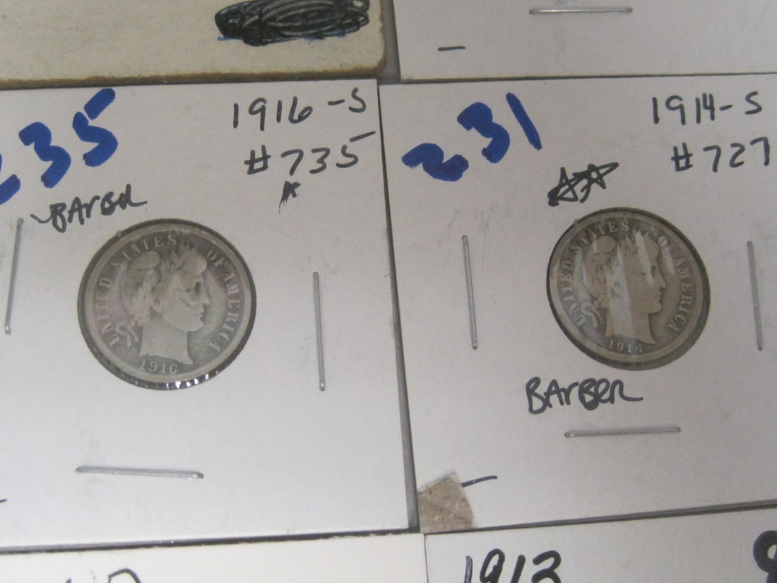 Lot of 11 Barber Dimes - 5