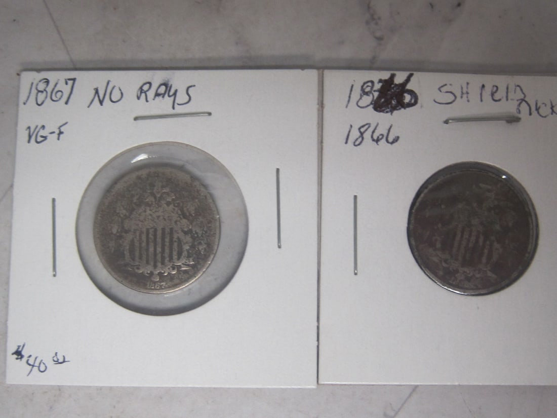 Lot of 2 Shield Nickels (1 of 5)