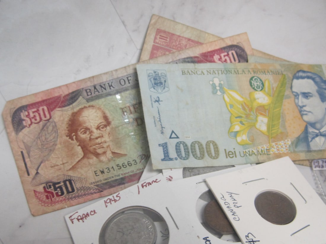 Lot of 63 Foreign Coins & Foreign Currency - 2