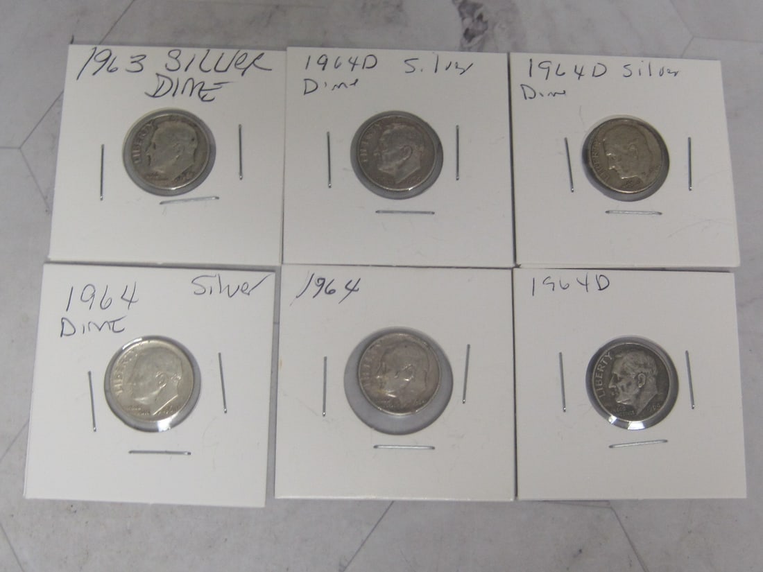 Lot of 6 Silver Roosevelt Dimes (1 of 4)