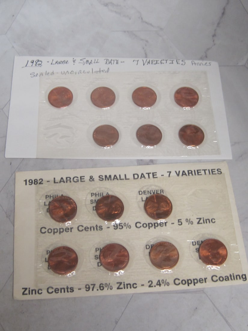 2 Sets of 1982 Large & Small Dale Penny Sets: . 
