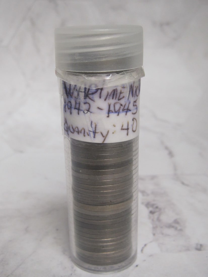 Roll of 40 1942-1945 Silver Wartime Nickels: . 
